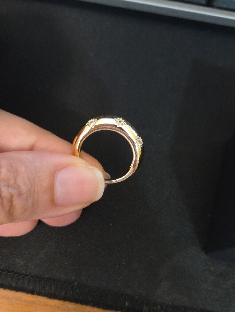 Gold Tone Dome Ring with Sparkling CZ Accents - Size 6 With Box NIB - Picture 6 of 6